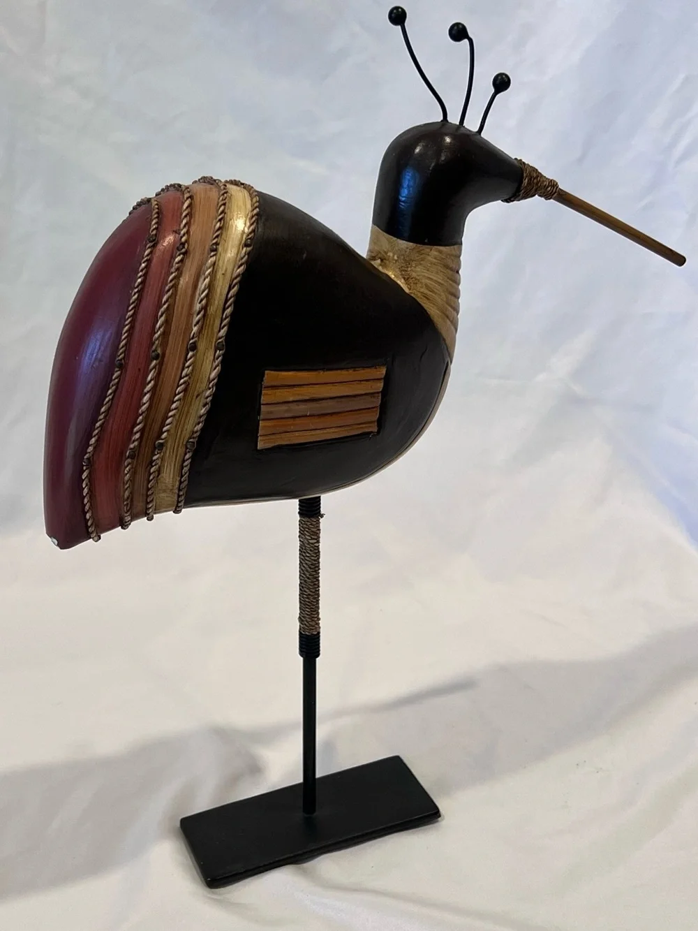 Vintage Pier 1 Imports Wooden Partridge Quail Bird Figurine Indonesia